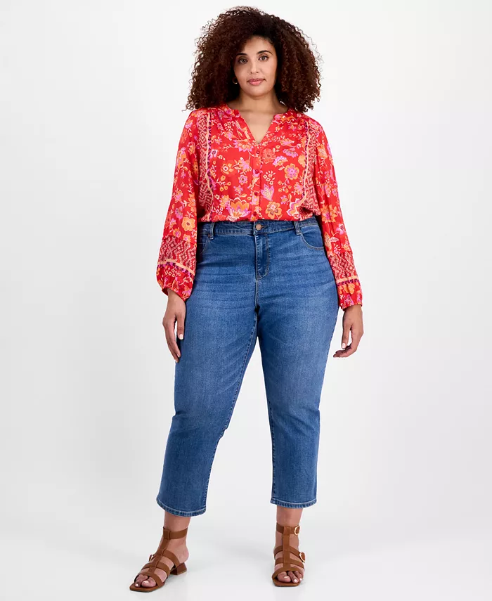 

Укороченные джинсы Kennedy Liverpool Plus Size с прямыми штанинами Liverpool Los Angeles, синий