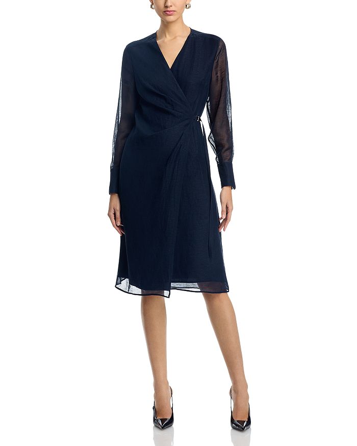 

Dosala Surplice Long Sleeve Wrap Dress – Длинное платье с запахом и рукавами Dosala Surplice BOSS, синий