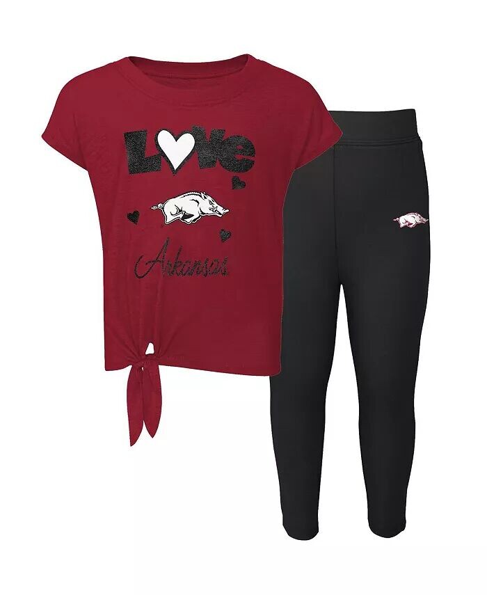 

Комплект из футболки и леггинсов Arkansas Razorbacks Forever Love для девочек дошкольного возраста Cardinal черного цвета Outerstuff, красный