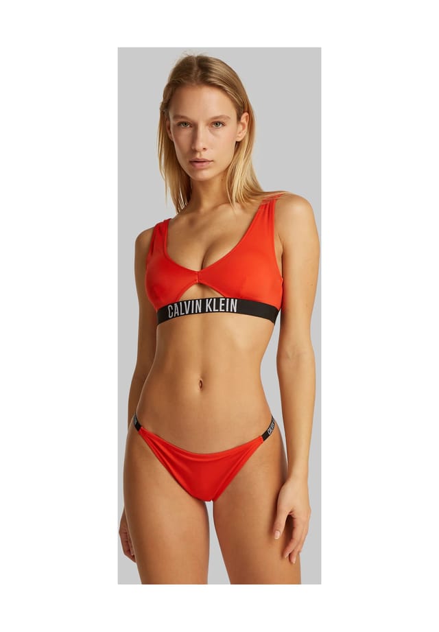 

Верх бикини с логотипом по низу Calvin Klein, красный