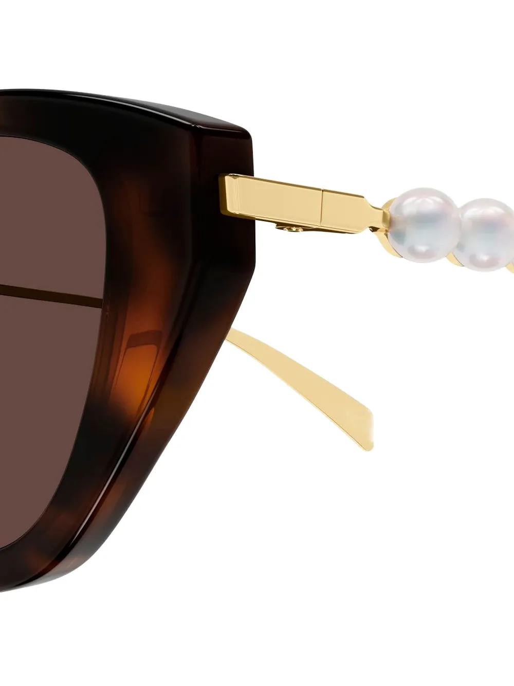 Солнцезащитные очки GG1968S в оправе 'кошачий глаз' с жемчугом Gucci, коричневый — фото 3