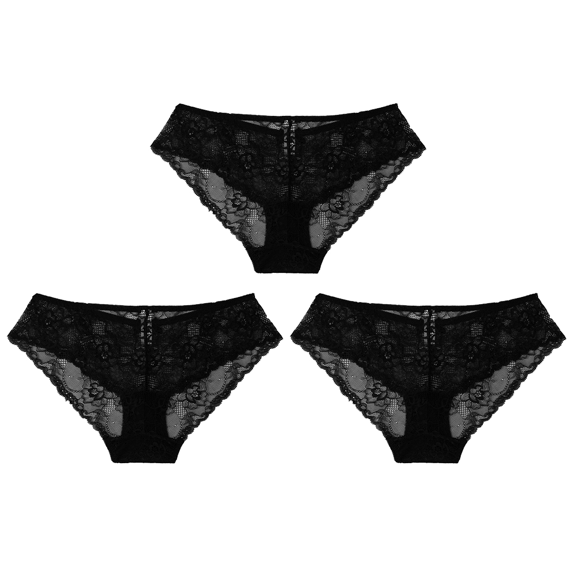 

FREELASS Нижнее белье Женское 3 штуки Свободная Горничная, 1 комплект 3 пары (Черный)