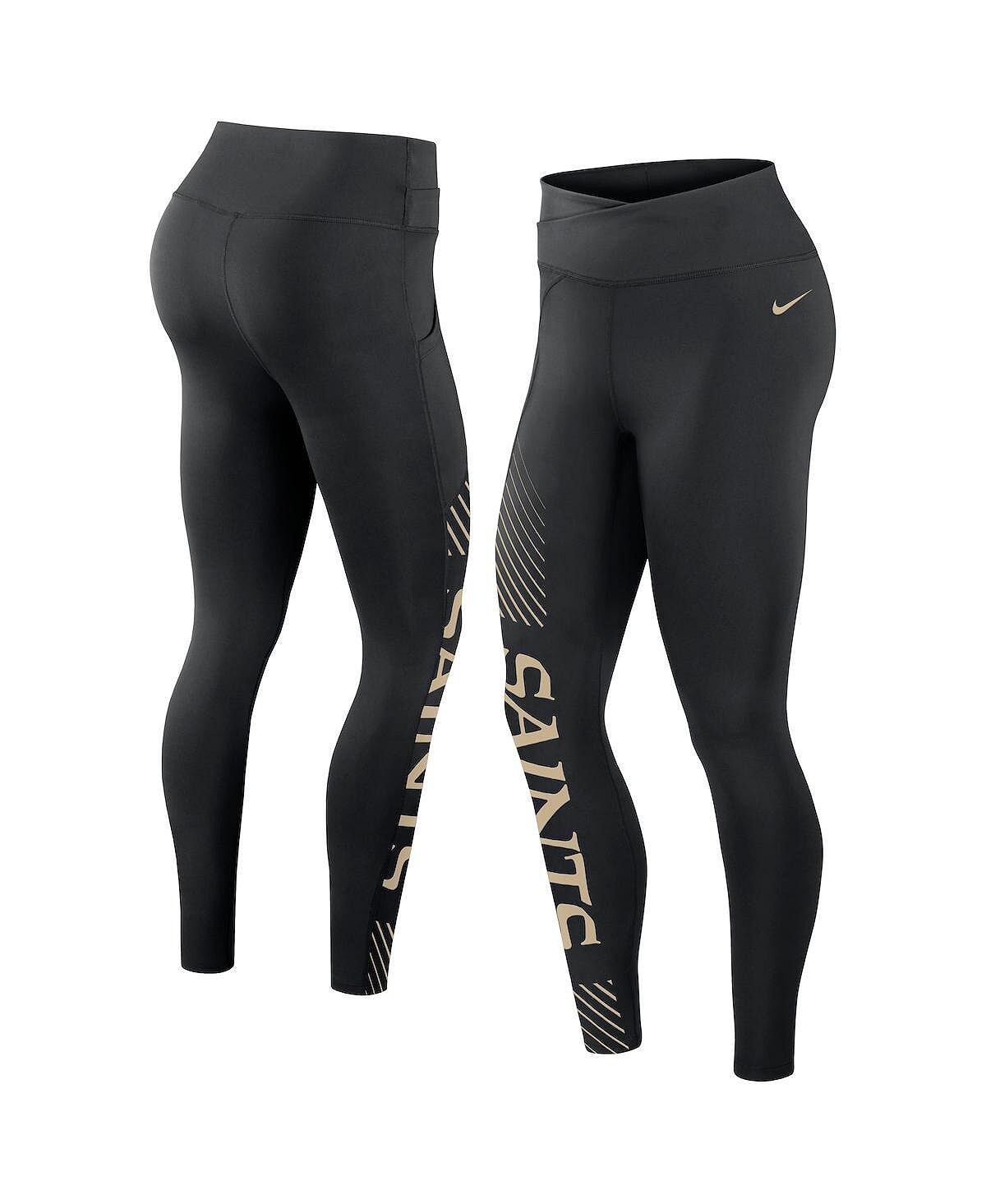 

Женские черные леггинсы-кроссоверы New Orleans Saints Yard Line Nike, черный