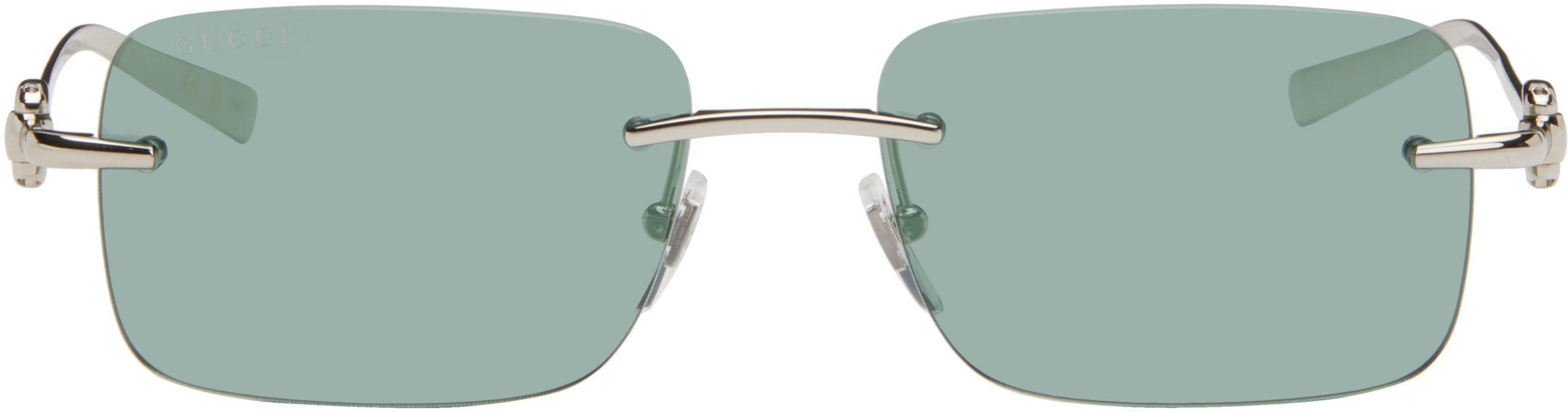 

Серебряные солнцезащитные очки Horsebit Top Bar Gucci