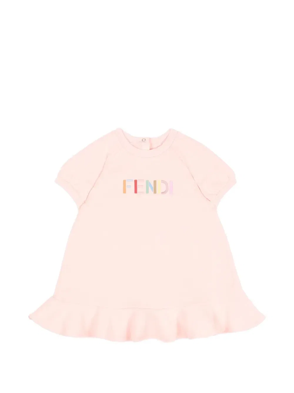 Платье с логотипом и оборками FENDI KIDS, розовый