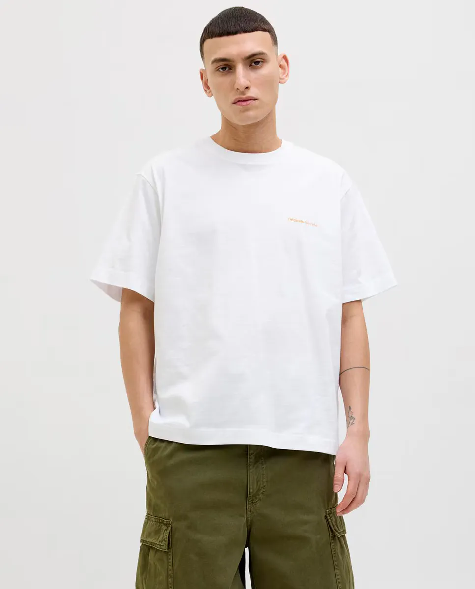 

Мужская футболка с короткими рукавами и рисунком на спине Jack & Jones, белый