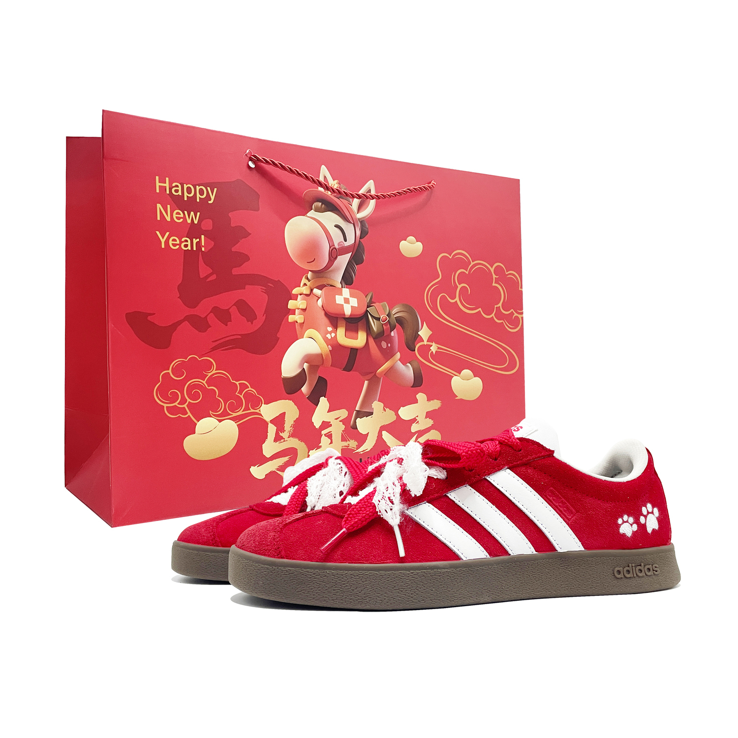 

Adidas VL COURT 2.0 Red Velvet с принтом в виде лап, синтетическая кожа, комбинированная с натуральной коровьей кожей, устойчивая к истиранию, низкие