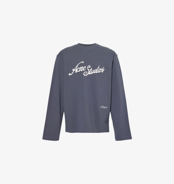 

Футболка из хлопка с круглым вырезом и графическим принтом Acne Studios, серый