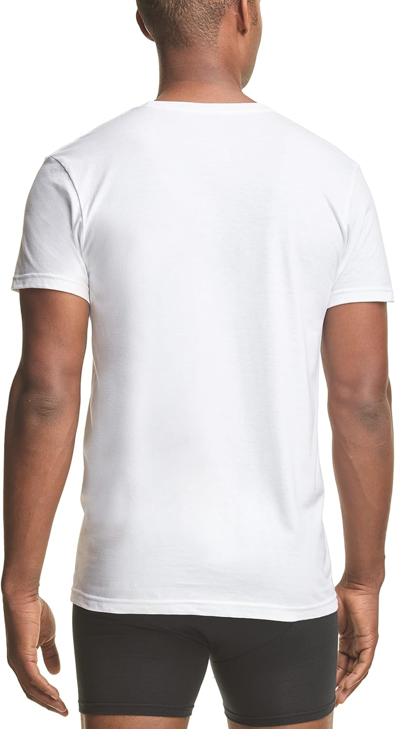 Футболка POLO RALPH LAUREN Mens Classic Stretch Crew Undershirts Big & Tall 3-Pack, White/Navy - 3 Pack — фото 4