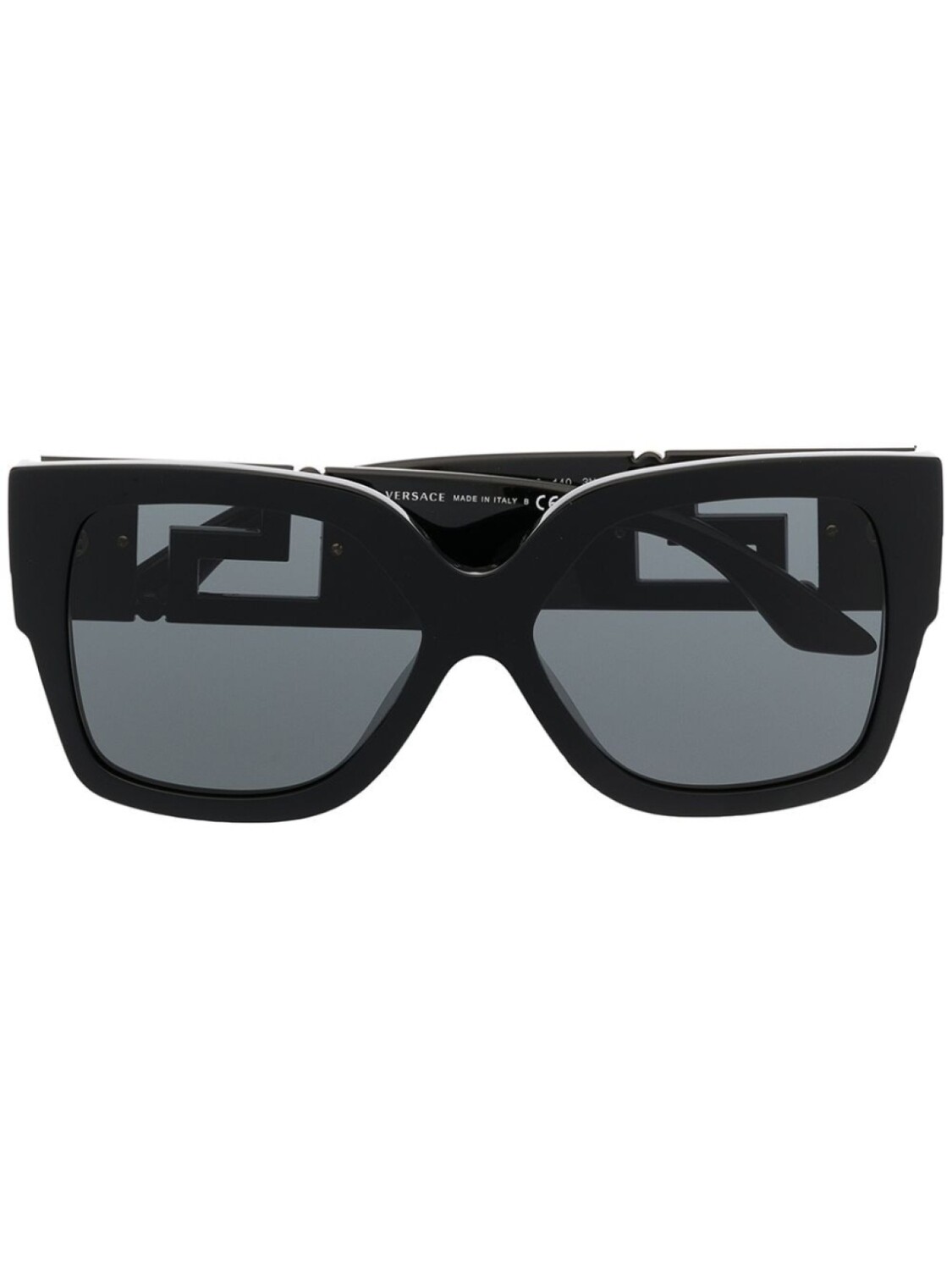 

Versace Eyewear солнцезащитные очки в массивной оправе с декором Greca, черный