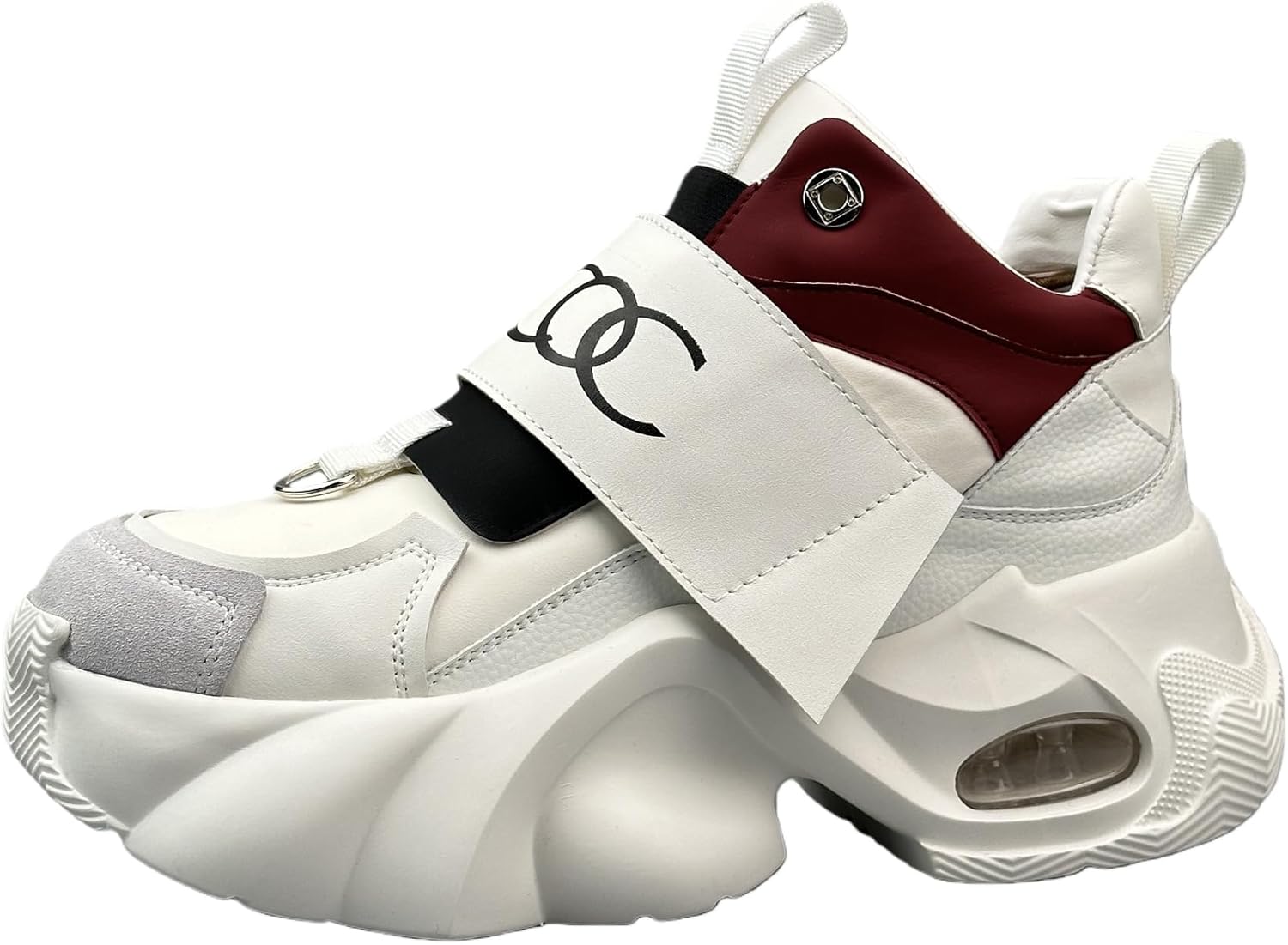 

Мужские спортивные кроссовки для увеличения роста с вязаной поддержкой свода и массивной модной подошвой Warktmy, белый/красный