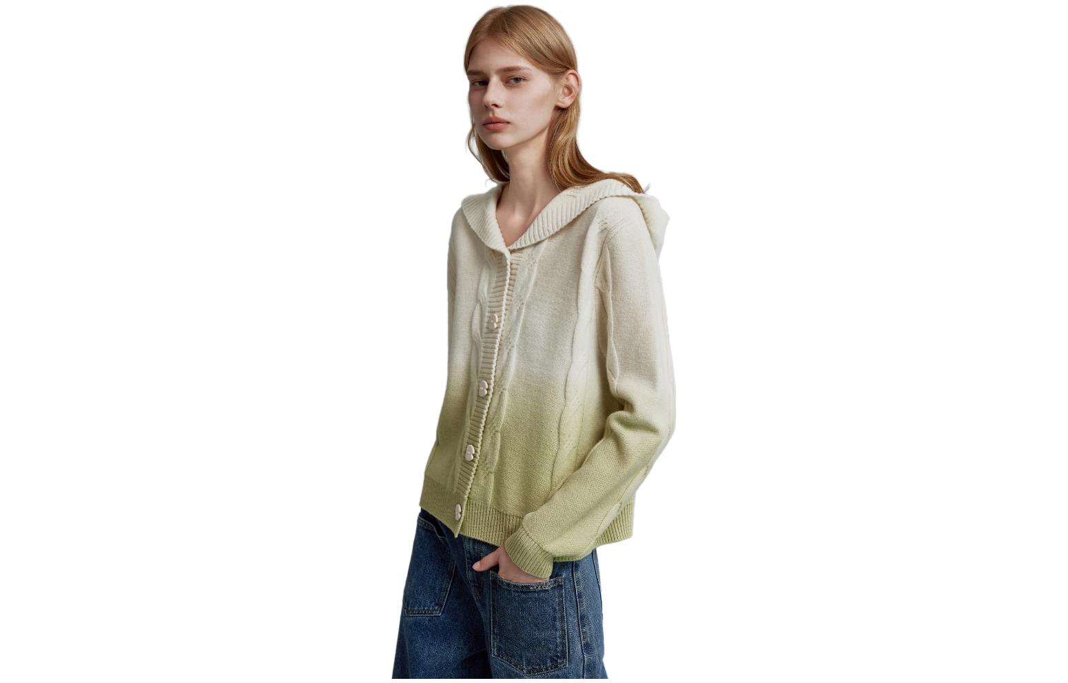 

ELLE Кардиган женский зеленый умеренный Knitwear