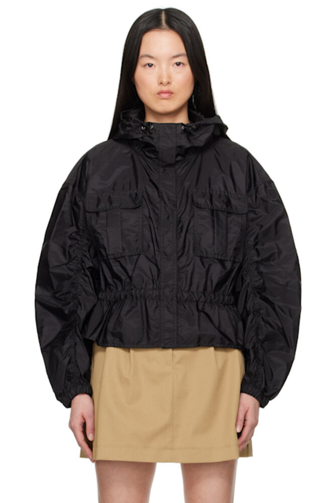 

Черная куртка Curton с капюшоном и баской Moncler