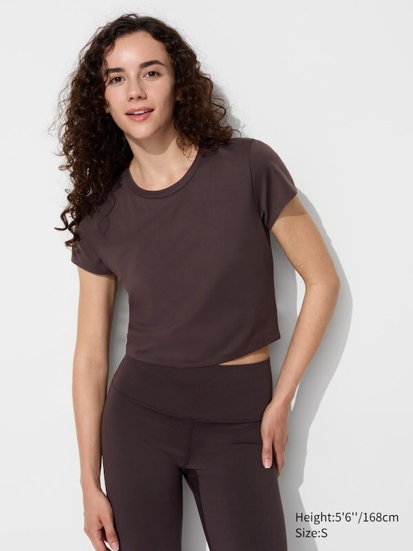 

Укороченная футболка ultra stretch airism Uniqlo, коричневый