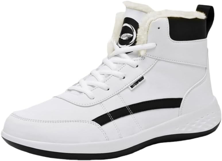 

Мужские кеды Hhhchpm средней высоты - Всесезонные повседневные/для улицы/обувь, верх из ПУ, круглый носок и подошва для увеличения роста - для джинсов/курток, модная мужская обувь, белый