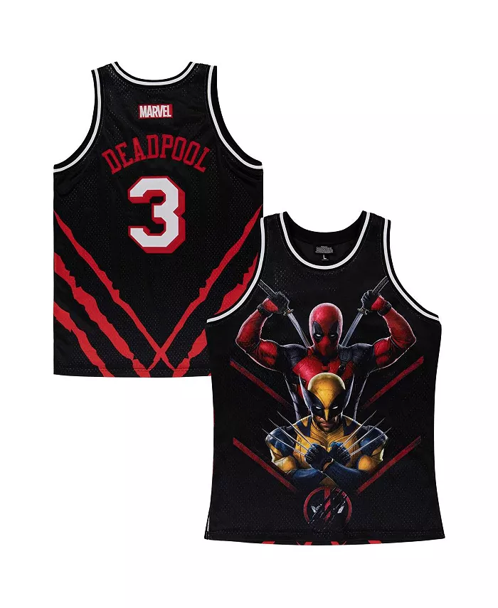 

Мужская баскетбольная майка Deadpool Wolverine с крупным принтом, черная Lids