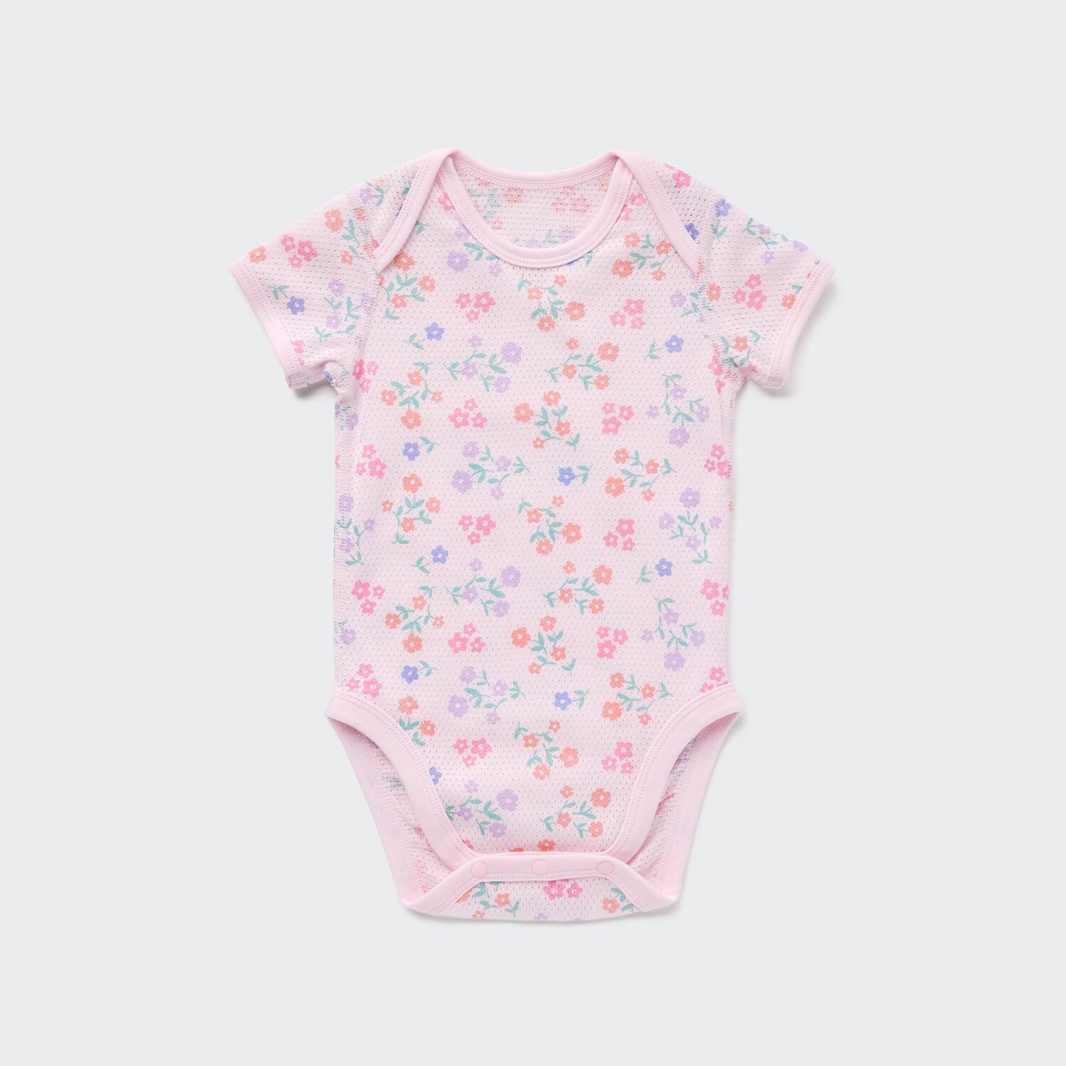 

Боди UNIQLO Joy of Print из хлопковой сетки с короткими рукавами, розовый