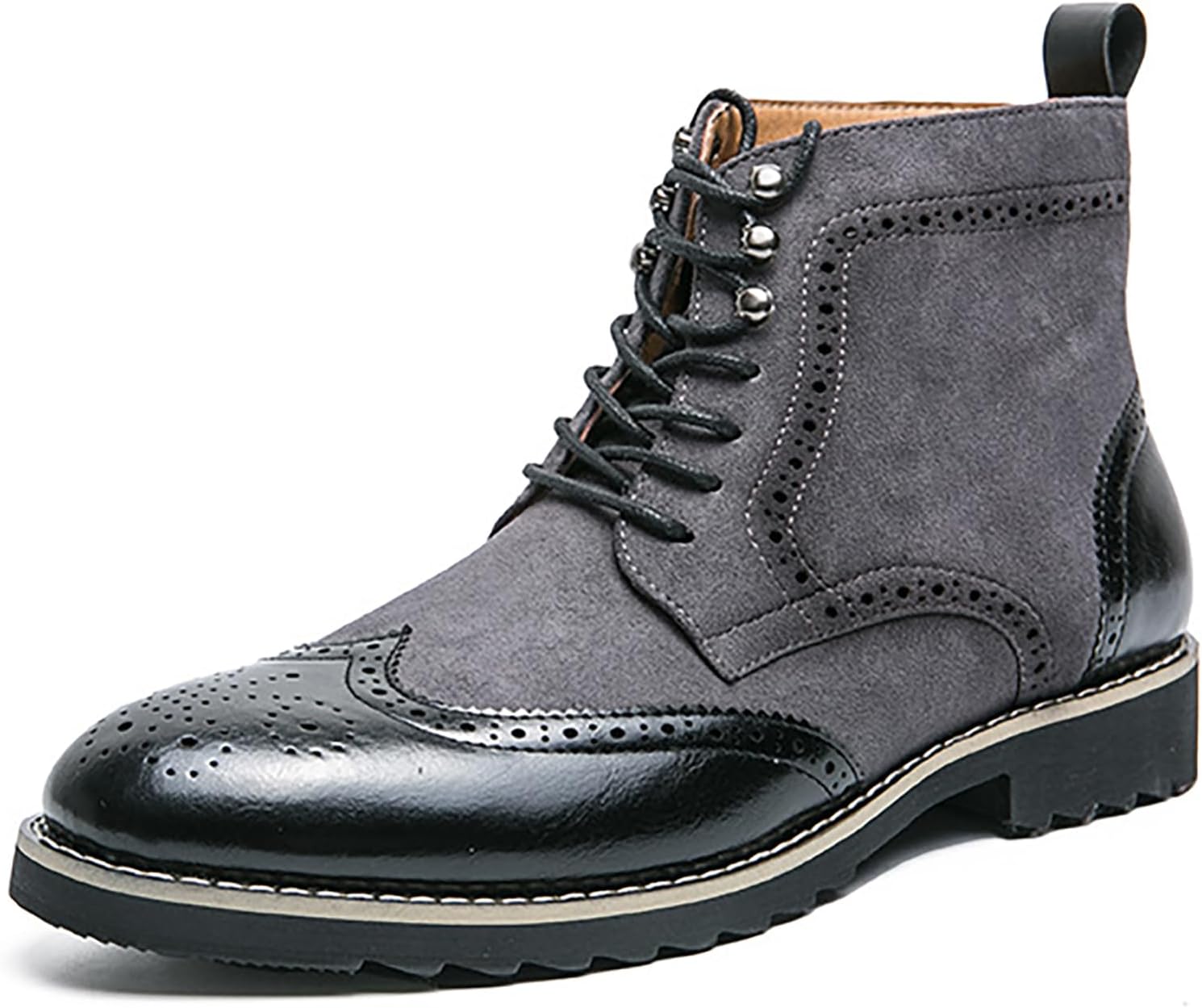 

Кожаные ботинки-оксфорды с пэчворком для мужчин, классические с низким каблуком, шнуровкой, носок-кап, броги, челси, чукка, повседневные, удобные, деловые, ретро, с крылатым носком, ботинки Nengmaon, черный