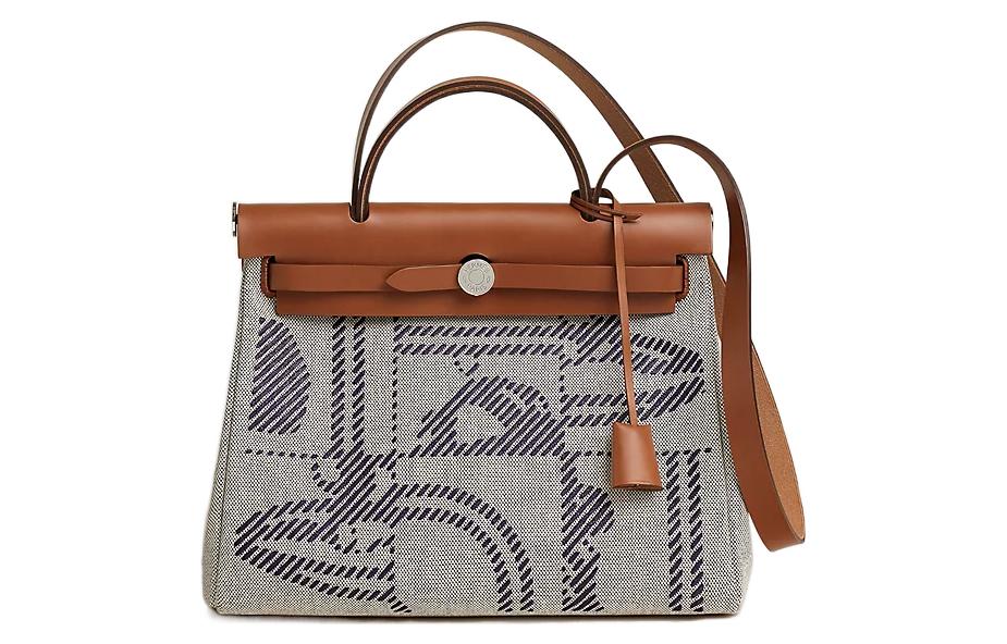 

HERMES Сумка Herbag Zip Hunter Leather And H Canvas через плечо, кроссбоди, ручная 31 Unisex Brown/Gray