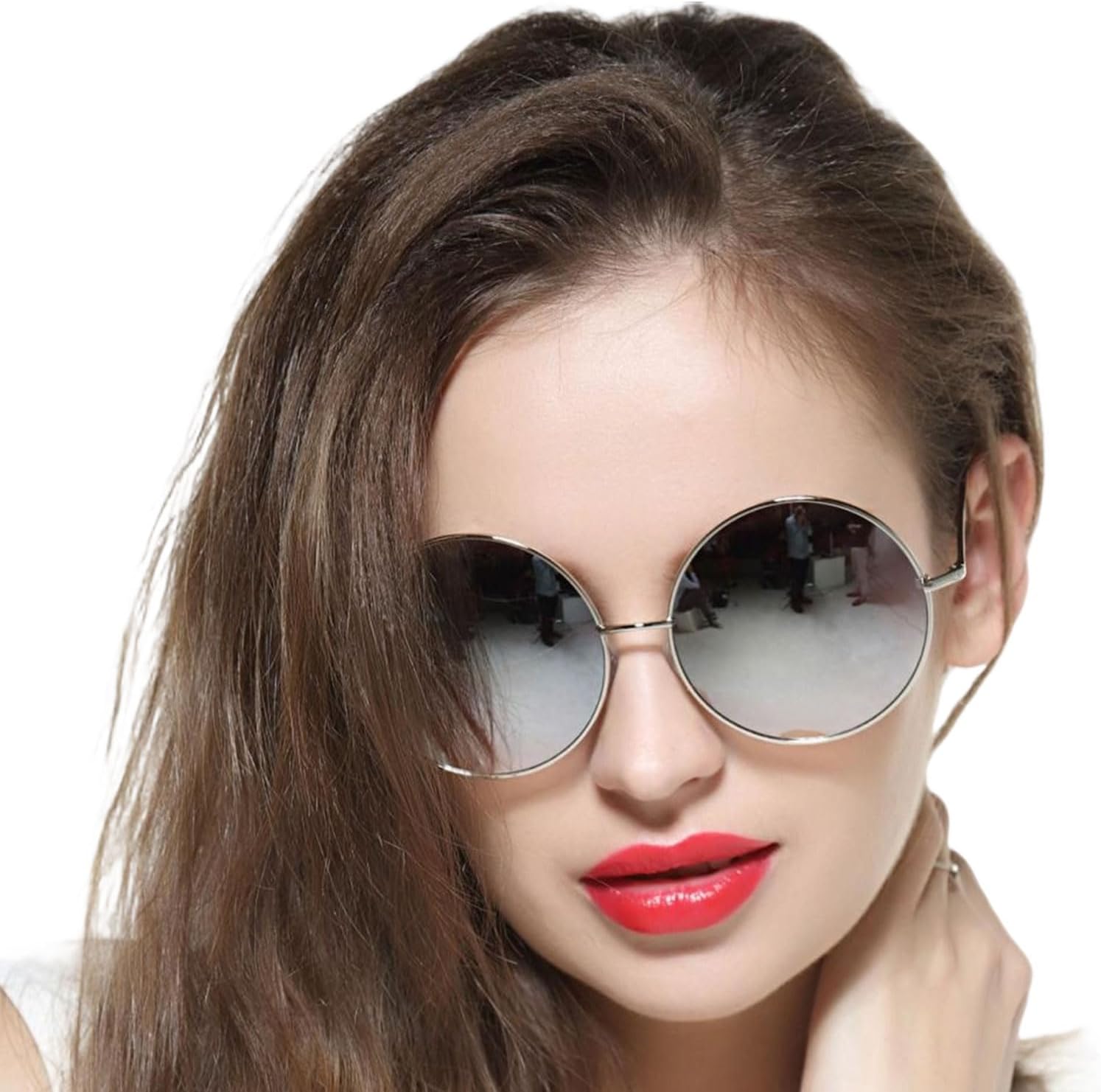 

Круглые солнцезащитные очки для женщин и мужчин, классические, увеличенного размера, с зеркальными линзами, в стиле хиппи, поляризованные, с металлической оправой GEELOOK, Mercury