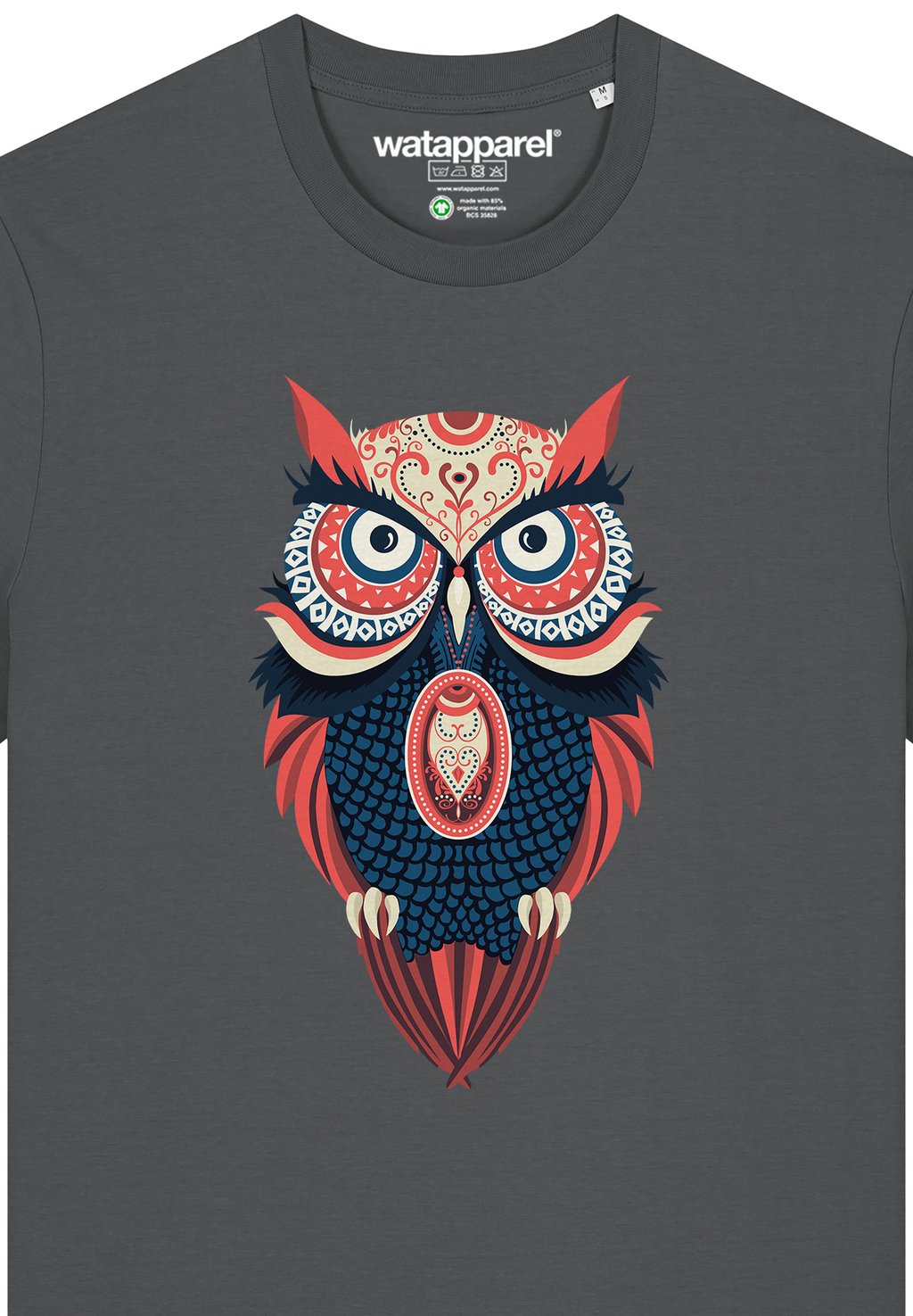 

Футболка с принтом COLORFUL OWL watapparel, антрацит