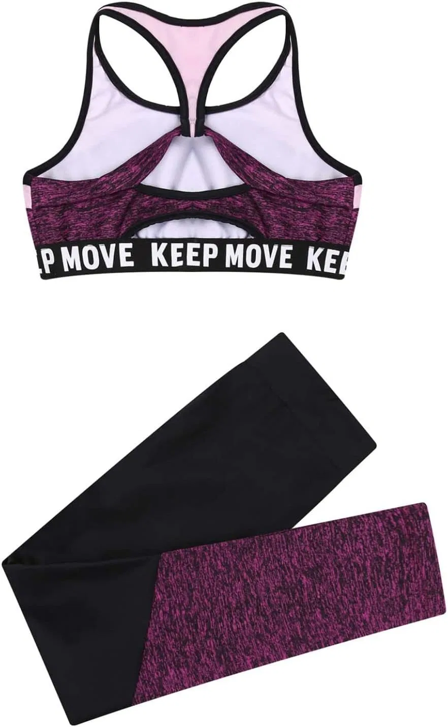 Детский спортивный комплект топ и леггинсы Moggemol, цвет Color Block Hotpink — фото 4