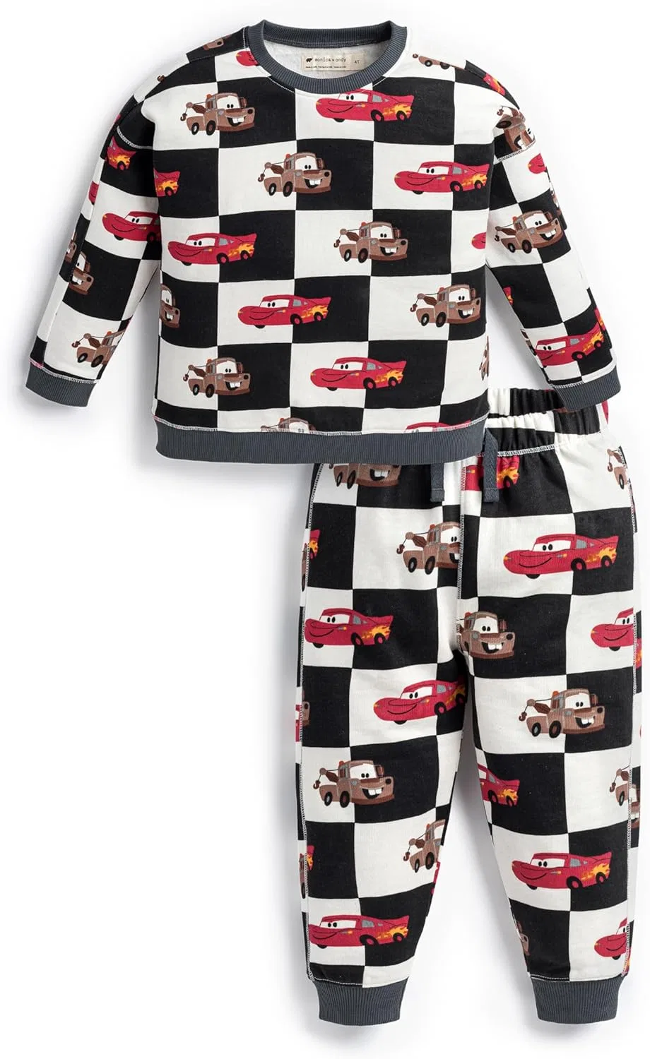 Детский спортивный костюм Organic Cotton monica + andy, Cars on Charcoal Checkerboard