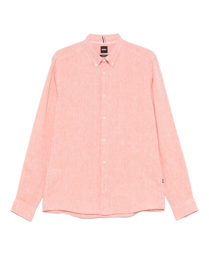 

Льняная рубашка с планкой на пуговицах, стандартный крой. Hugo, оранжевый