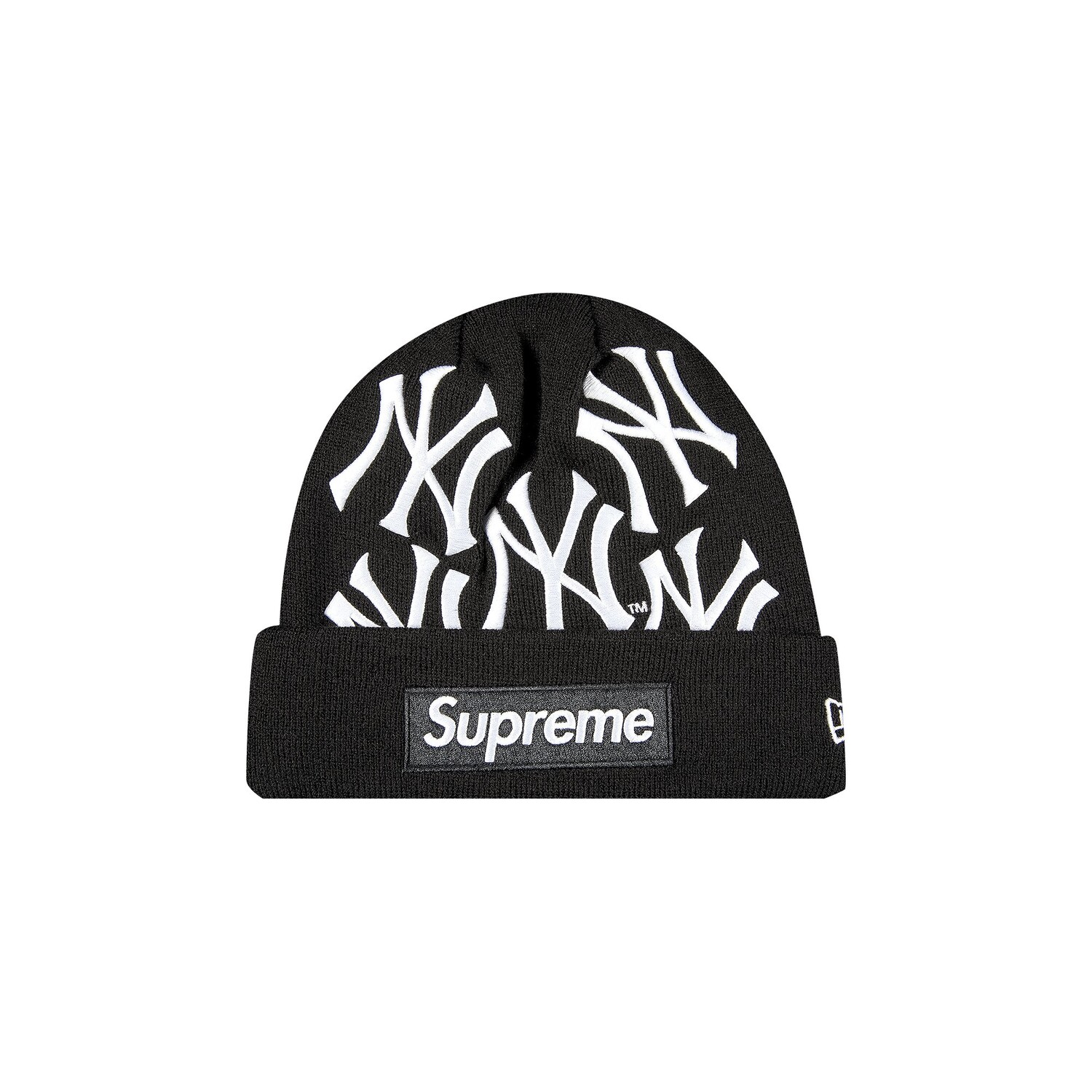 

Черная шапка-бини с логотипом Supreme x New York Yankees x New Era
