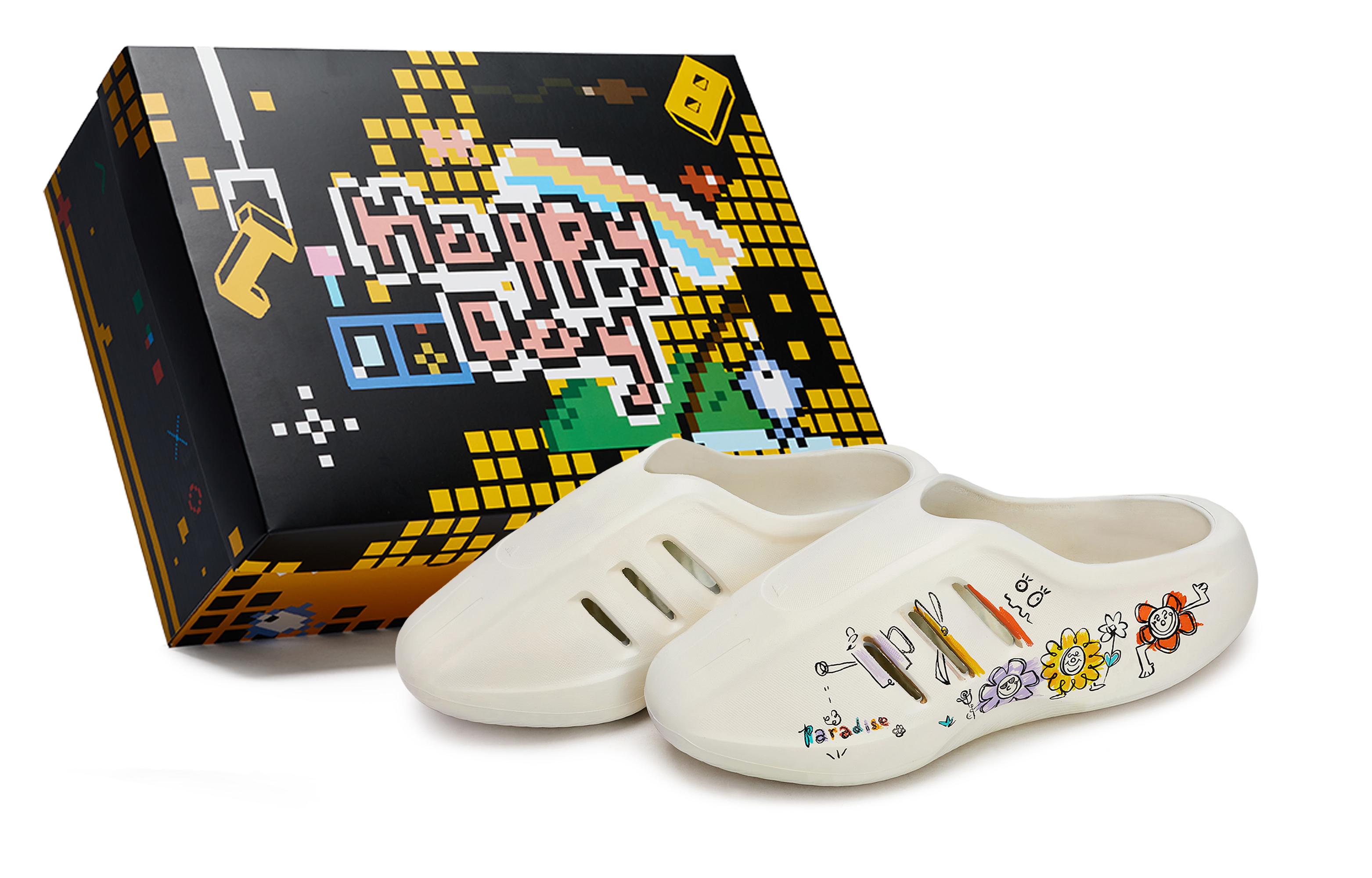 Adidas Originals Мюли AdiFOM IIInfinity, износостойкие, закрытые тапочки, унисекс, белые, желтые, фиолетовые