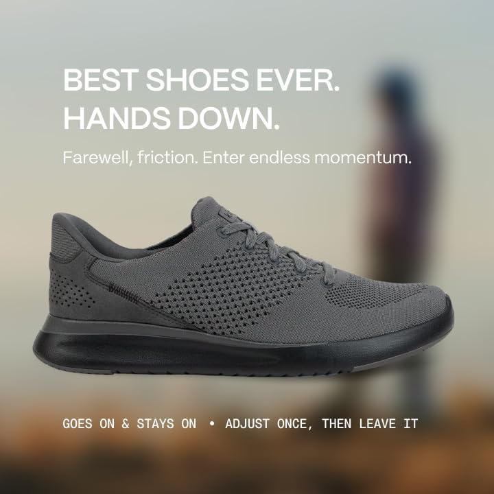 Кроссовки Kizik Slip On: Lima- удобные для повседневной носки, с Hands-Free, дышащий верх из трикотажа, мужские и женские прогулочные обувь с поддержкой свода стопы, Graphite — фото 2
