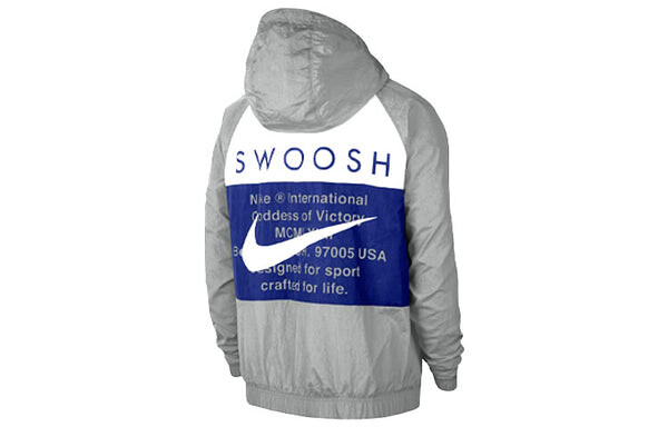 Куртка swoosh sports contrasting colors printing alphabet hooded jacket gray Nike, серый — фото 2