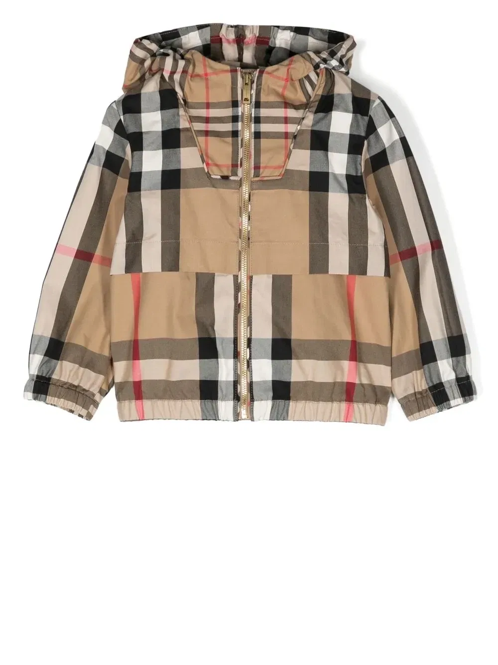 Клетчатая куртка Wilbur с капюшоном Burberry Kids, бежевый