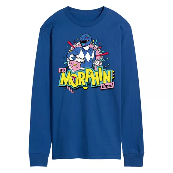 

Мужская футболка с длинным рукавом Power Rangers Morphin Blue с принтом Licensed Character, синий