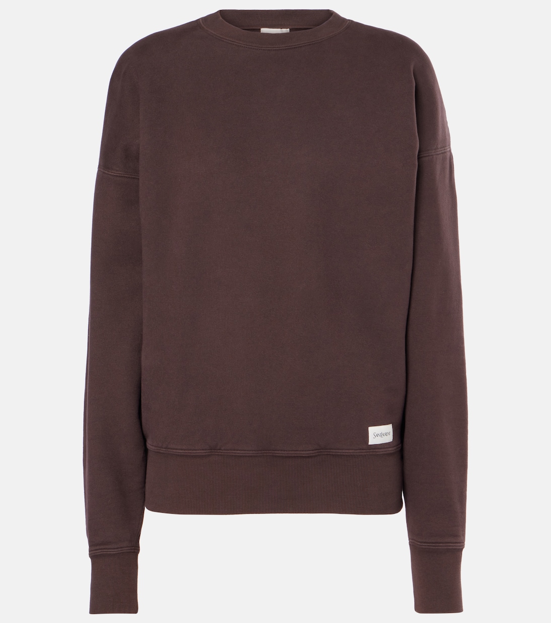 

Хлопковый свитшот с вышитым логотипом Saint Laurent, Taupe Glace