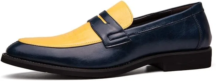 Лоферы мужские кожаные Formal Shoes, двухцветные, желто-синие PUGHGAETZF — фото 2