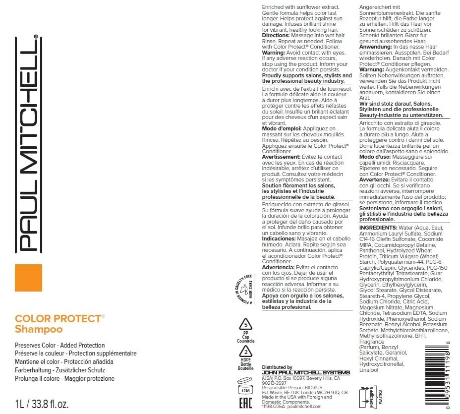 Шампунь и кондиционер Paul Mitchell Color Protect, предотвращают выцветание и придают блеск, для окрашенных волос, 950 мл, набор. — фото 4