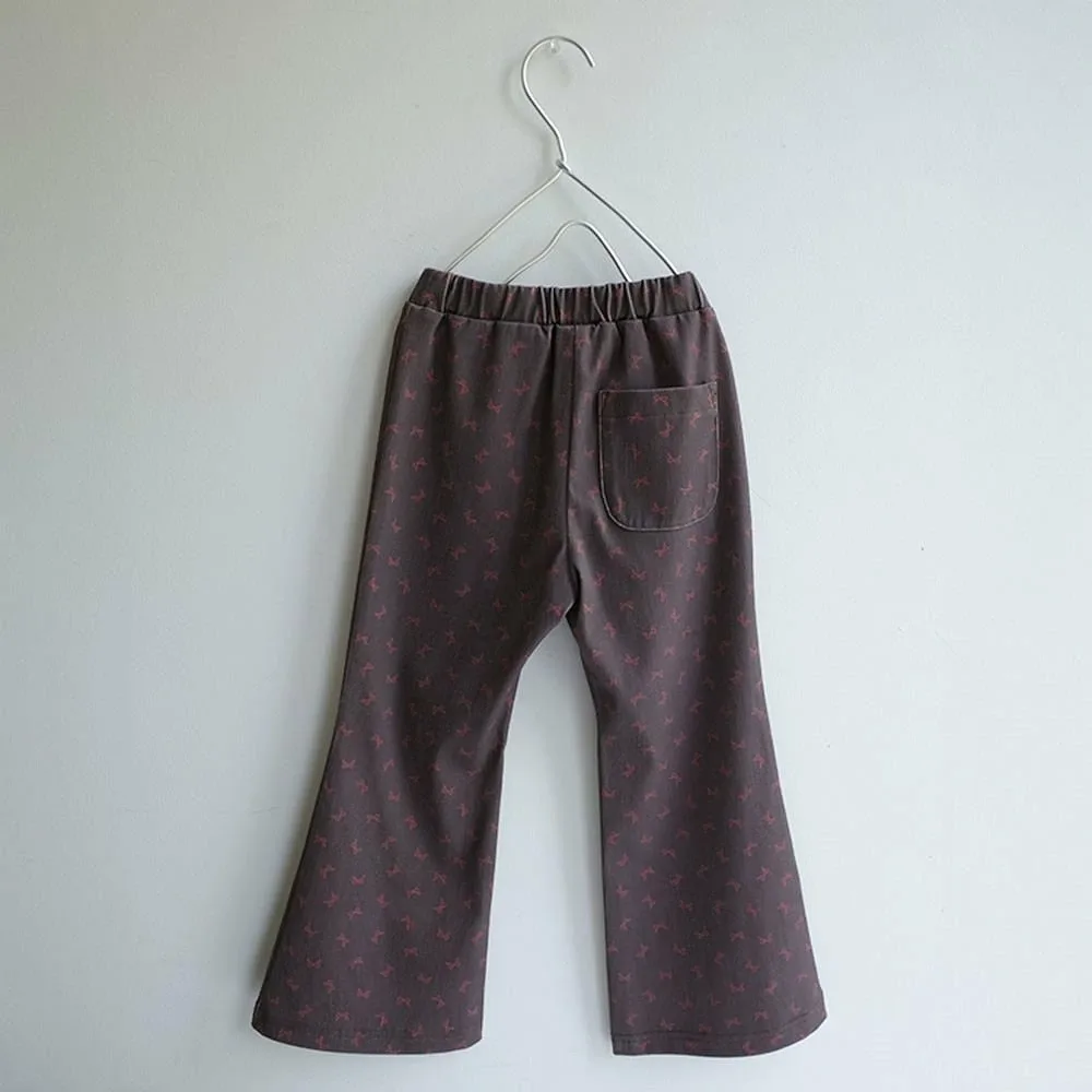 Длинные расклешенные брюки с узором по всей поверхности Branshes, Dark brown