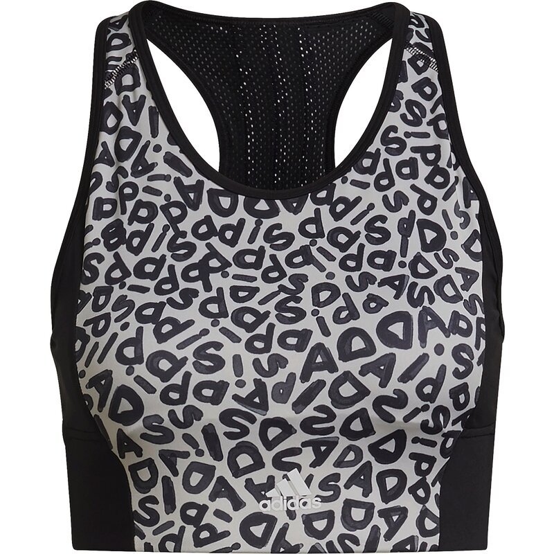 

Спортивный укороченный топ Farm Rio Aeroready с принтом в виде трех полосок Adidas, черный