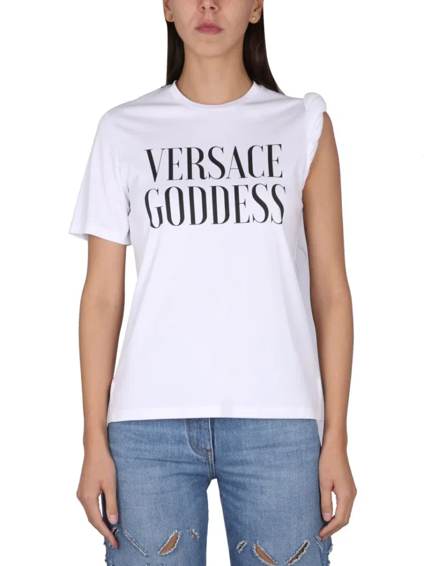 Футболка с изображением богини Versace, белый