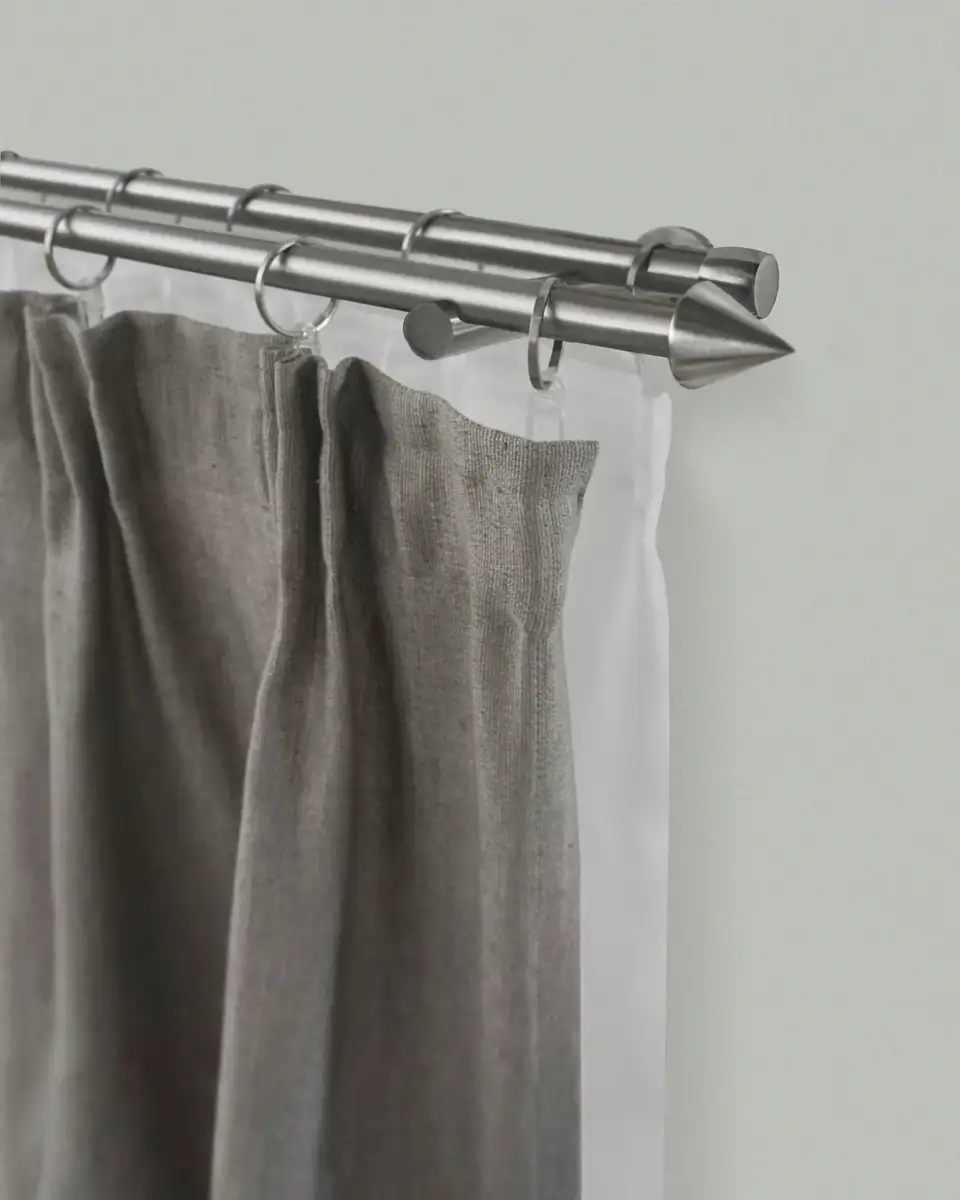 

Карниз для штор GARESA "DIAMANT", 2 направляющие, желаемая длина, комплект для штор, выдвижной, конус, имитация нержавеющей стали, с кольцами 190 см, Ø16мм, цвет edelstahlfarben