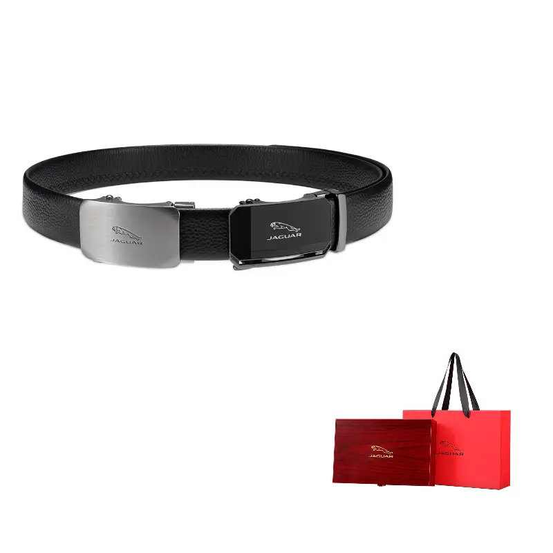 

JAGUAR Стильный мужской кожаный ремень с автоматической пряжкой, Black