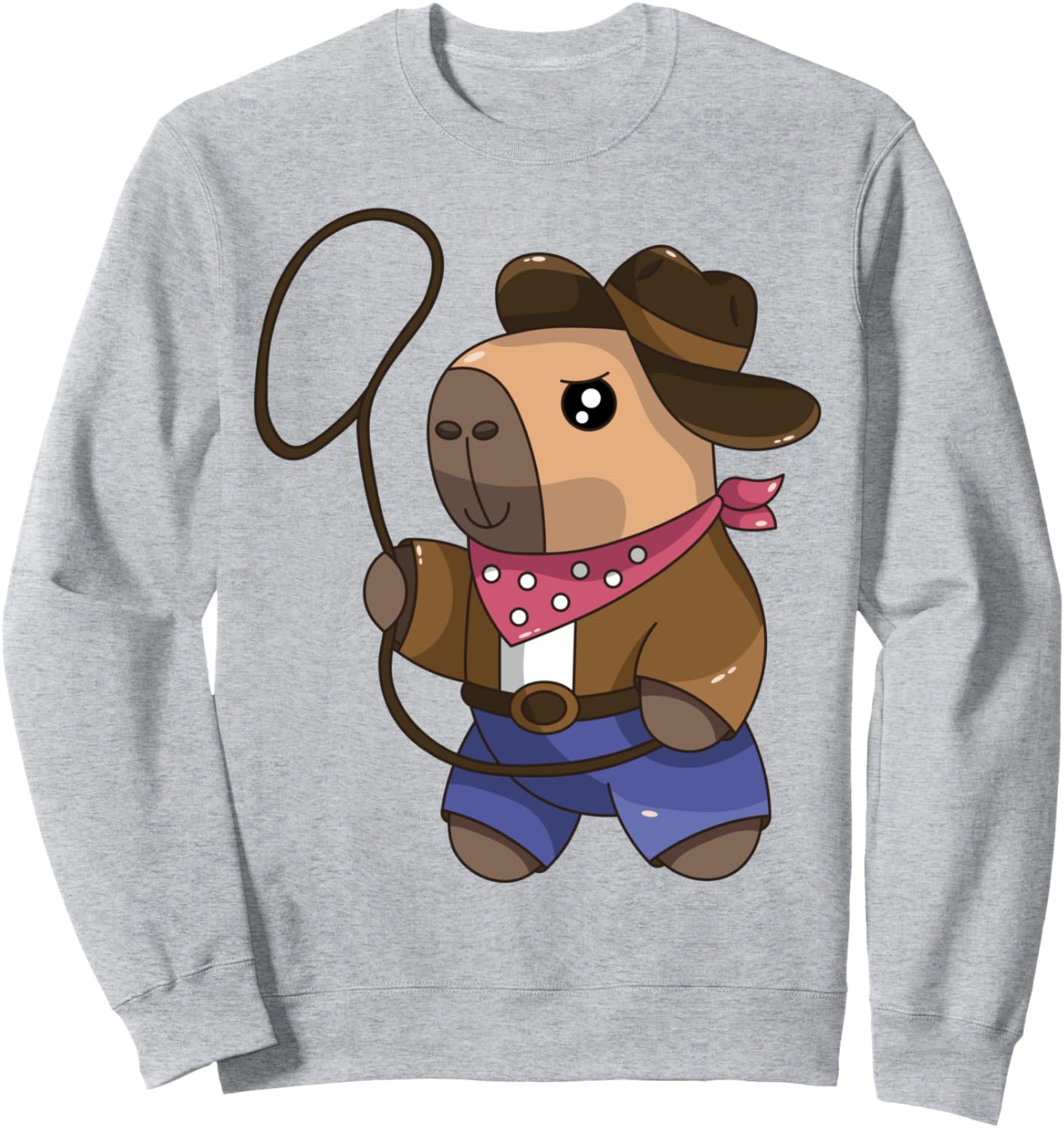 

Милая толстовка с изображением капибары в ковбойском стиле, родео, вестерн, фермерской шляпе и лассо Midwestern Farmer Capybara Lovers Funny Tee Co, серый