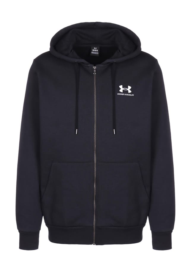 

Толстовка "essential fleece full zip" с капюшоном с карманом-кенгуру Under Armour, черный