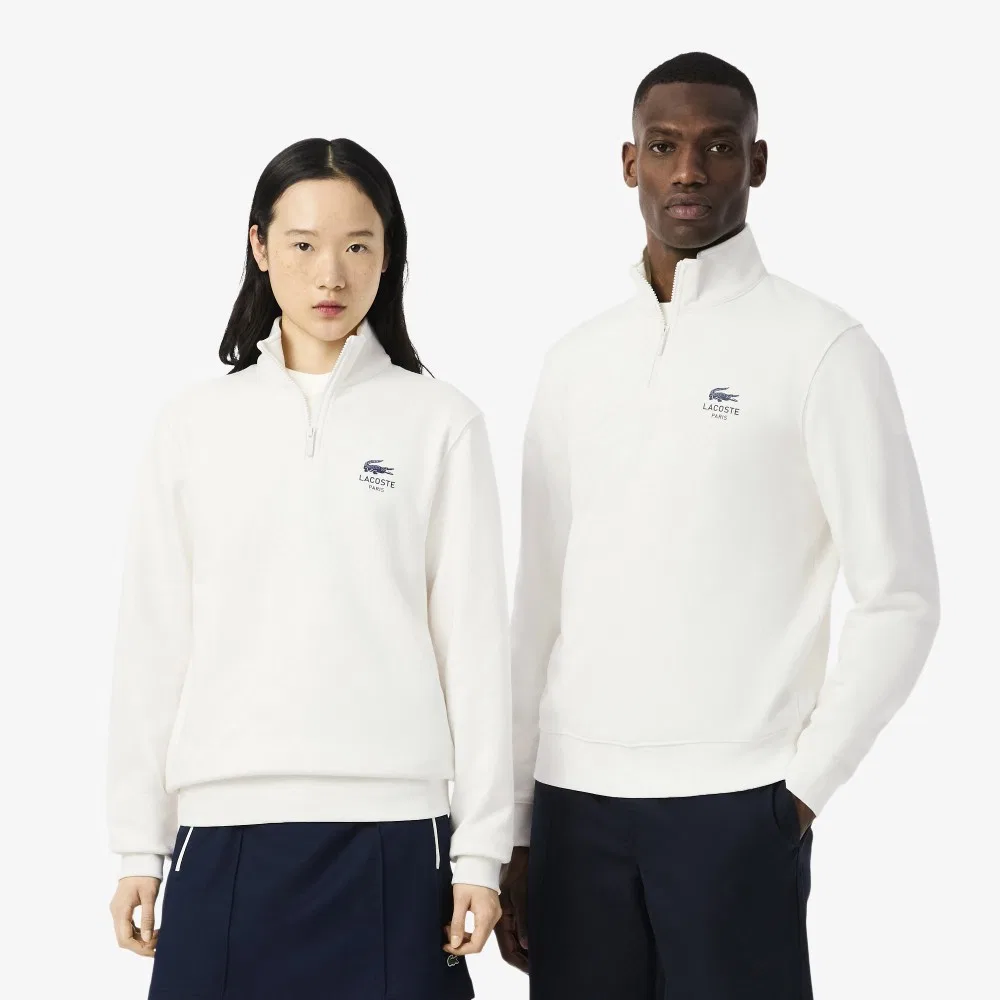 Мужской повседневный свитшот на молнии Soft Branding Half-Zip, цвет Off-White, от Lacoste