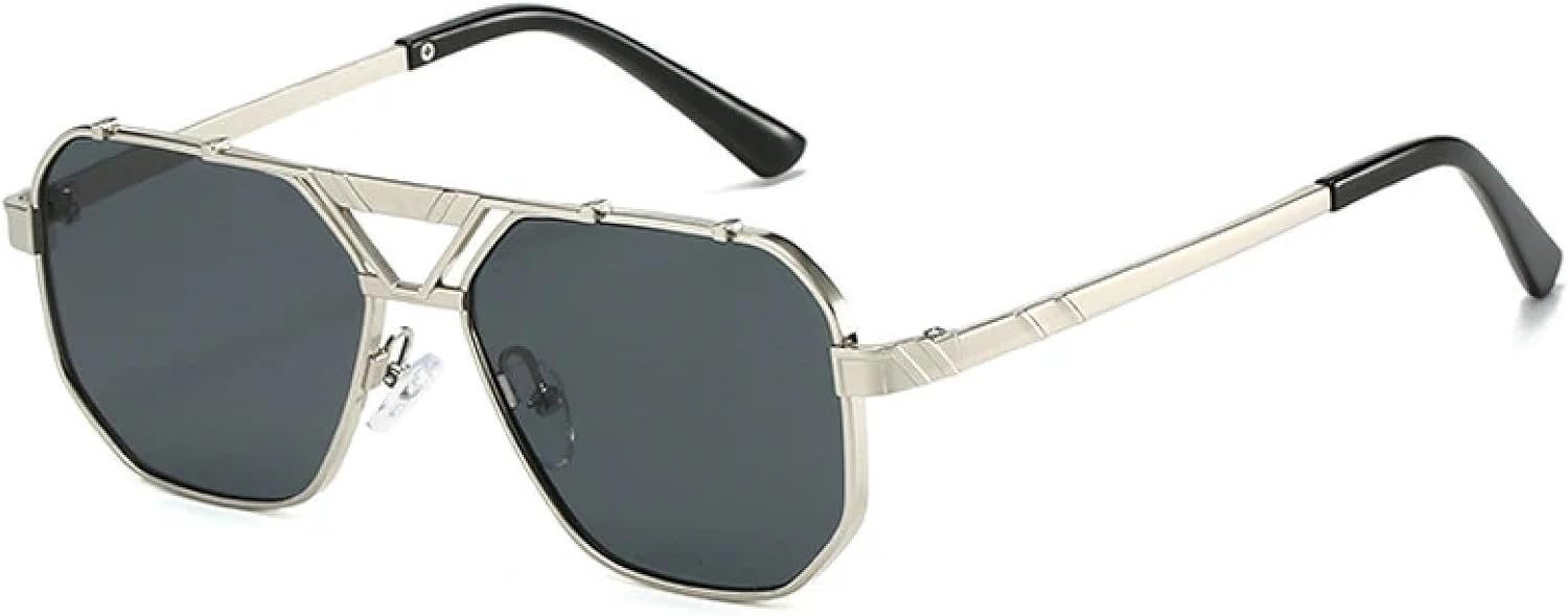 

Солнцезащитные очки с защитой от УФ-излучения UV400 для женщин и мужчин | Металлические двойные перемычки, темно-зеленый цвет | для занятий спортом на открытом воздухе DSVIGF, Silver Gray