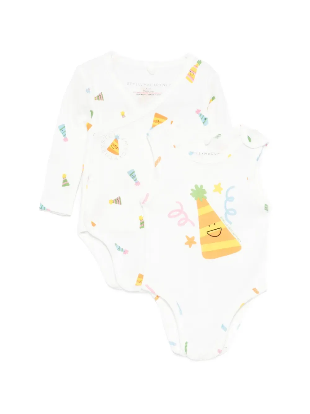 Боди с принтом в виде праздничной шляпы (комплект из двух штук) Stella Mccartney Kids, белый