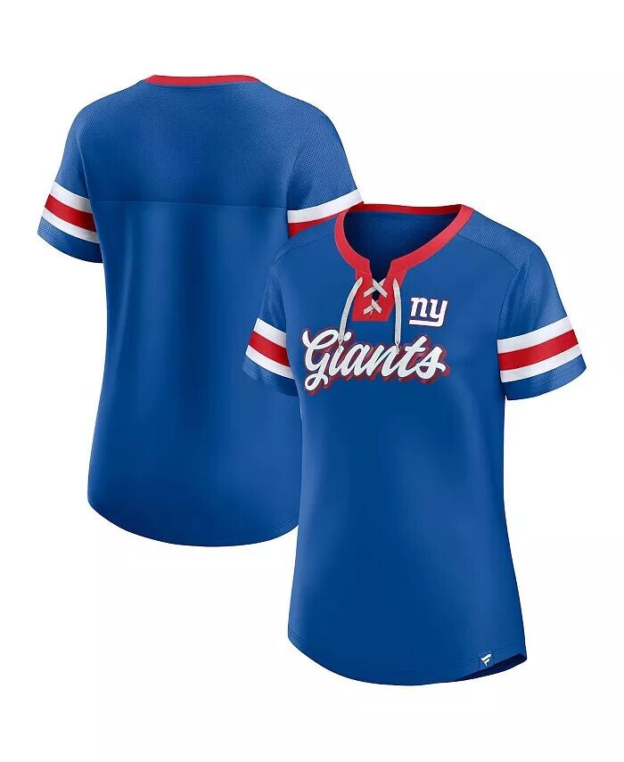 

Женская футболка Royal New York Giants Original State на шнуровке Fanatics