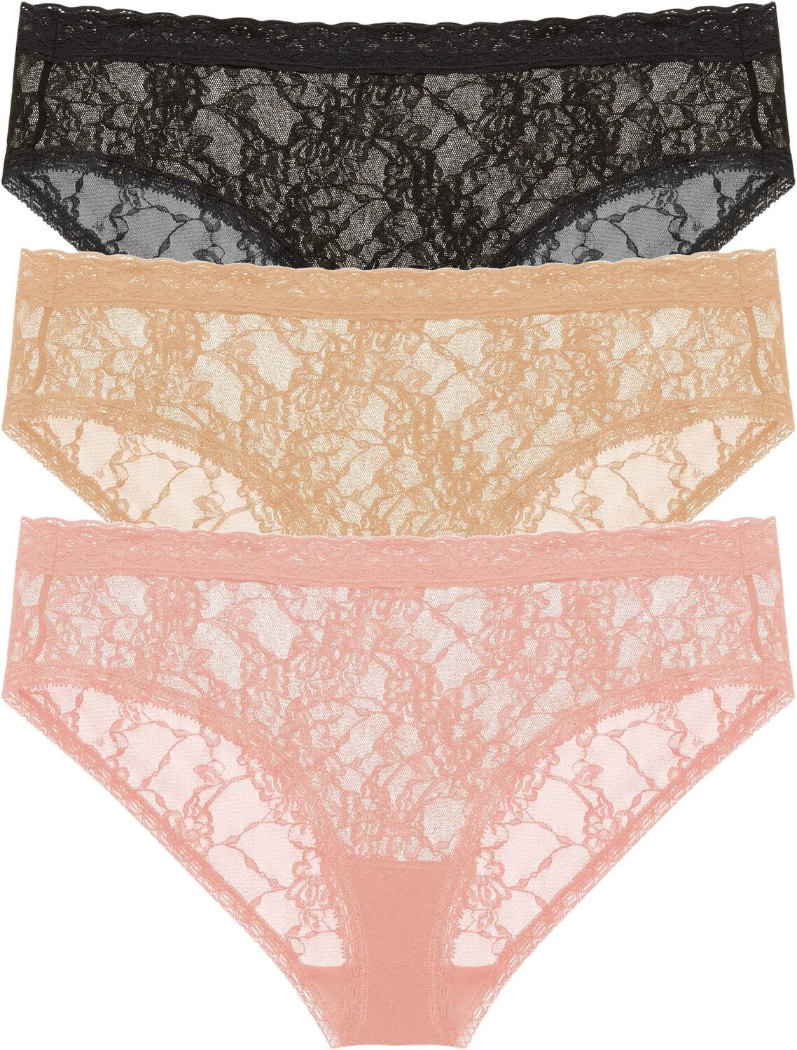 

Комплект трусов Bliss Allure для девочек, 3 шт. Natori, цвет Black/Café/Rose Beige