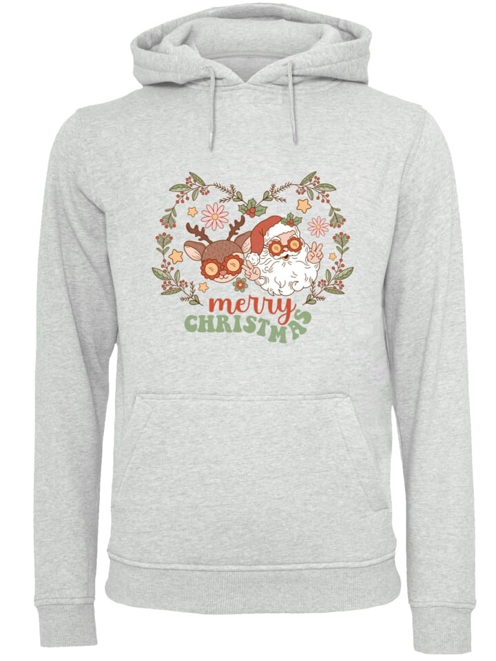 

Пуловер F4NT4STIC Hoodie Christmas Hippie Santa And Reindeer, пятнистый серый